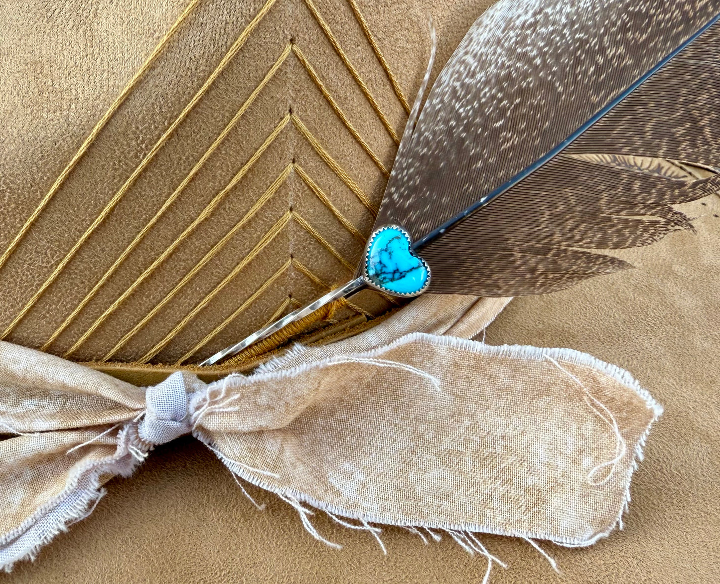 Kingman Turquoise Heart Hat Pin