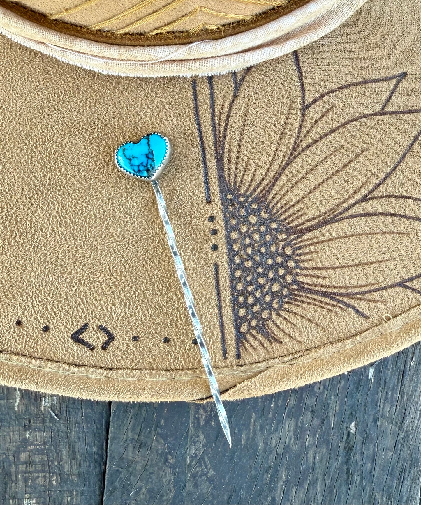 Kingman Turquoise Heart Hat Pin