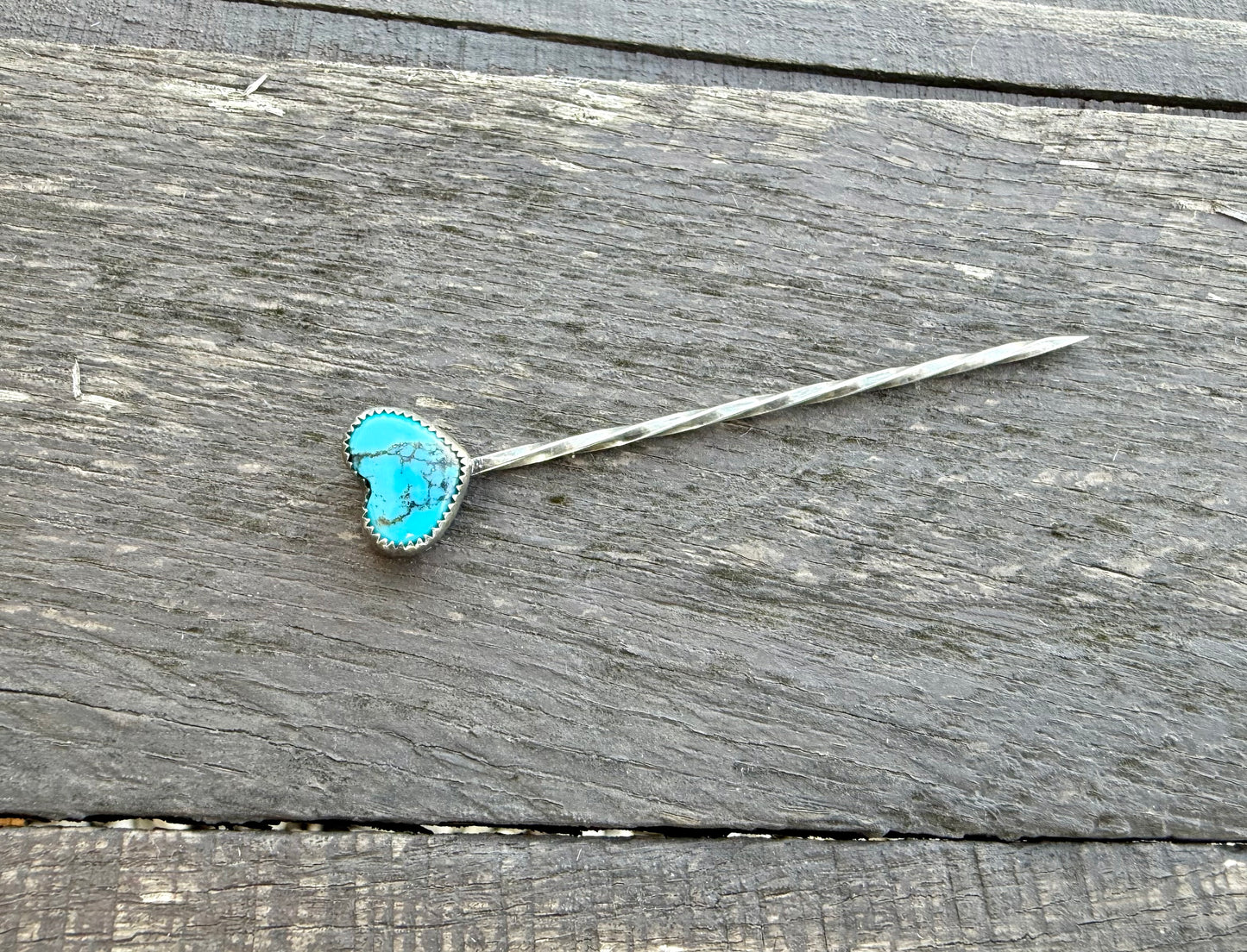 Kingman Turquoise Heart Hat Pin