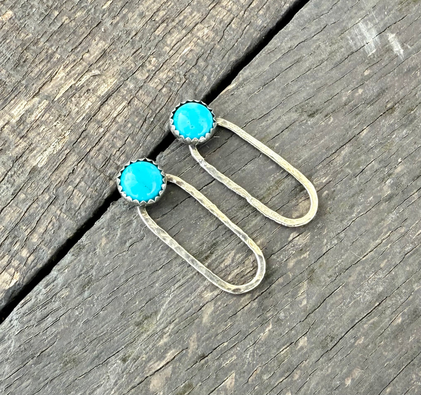 Kingman Turquoise Studs with Sterling Silver Hoops