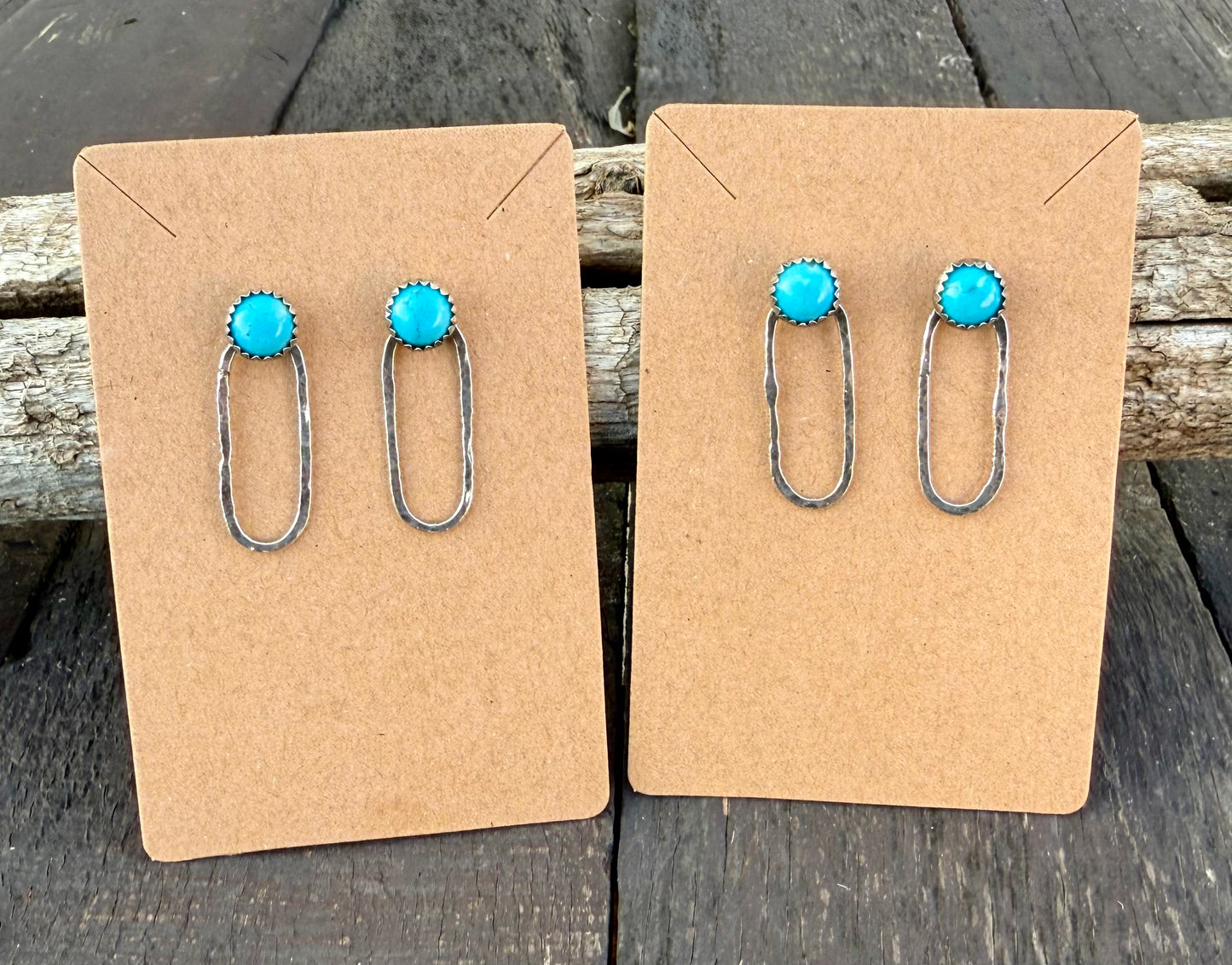 Kingman Turquoise Studs with Sterling Silver Hoops