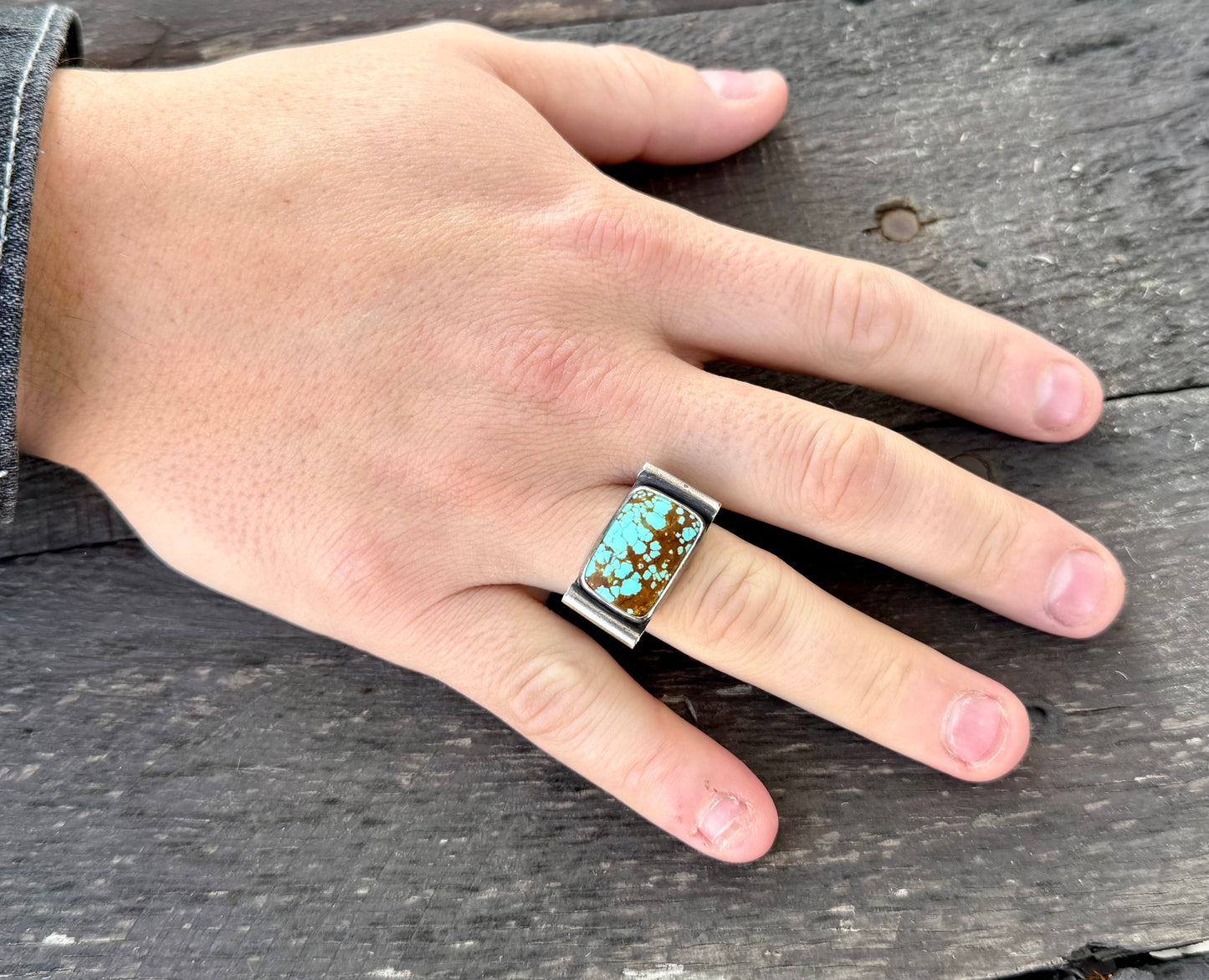 Number 8 Turquoise Double Band Ring