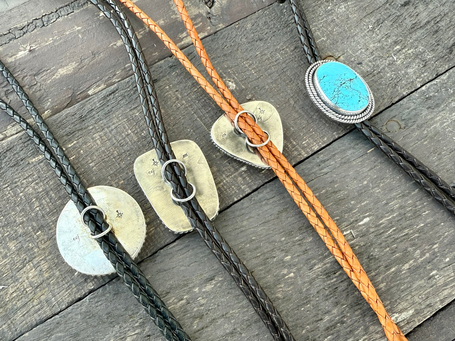 Royston Montezuma Turquoise Bolo Tie with Dark Brown Leather Cord