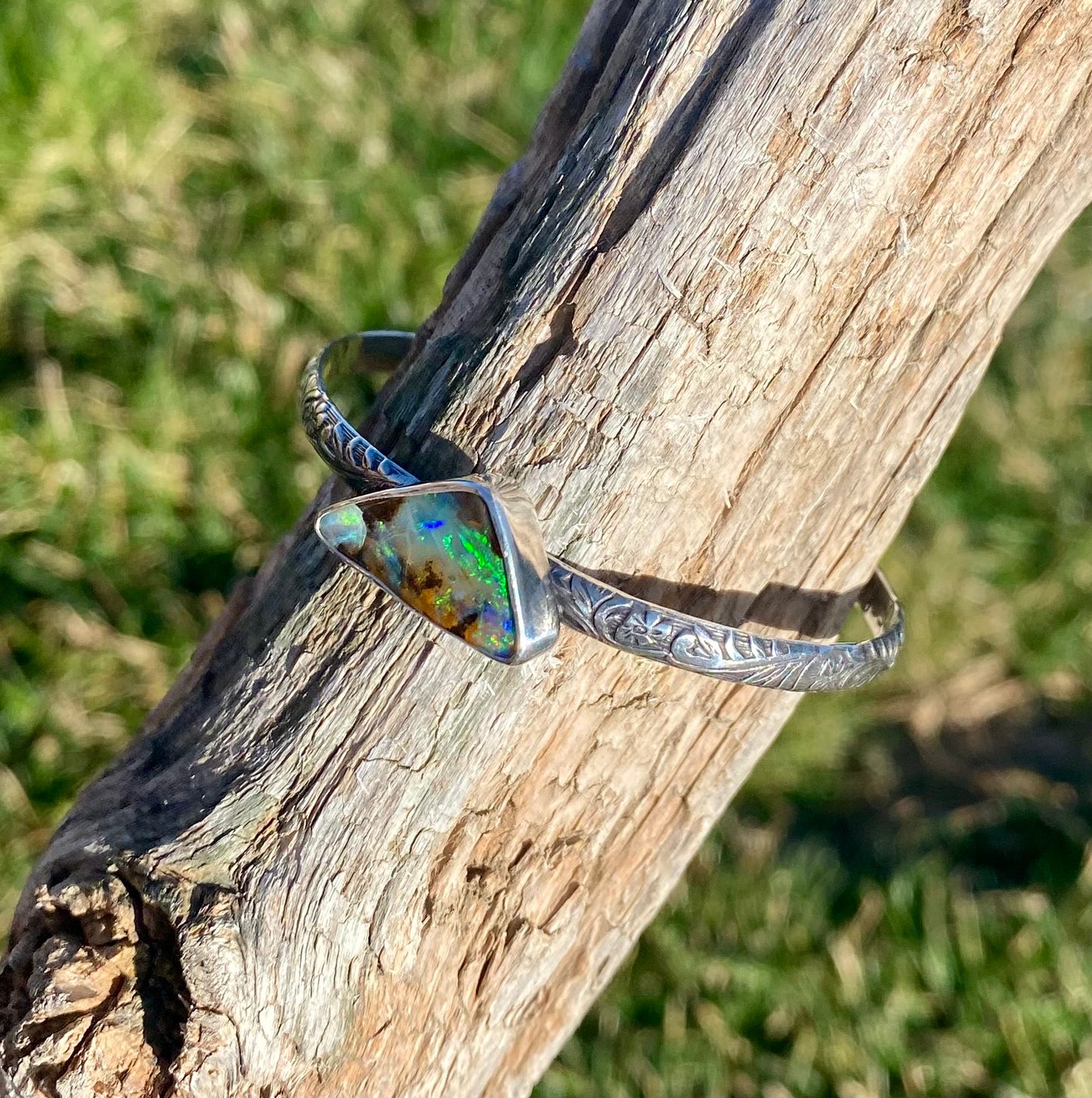 Australian Boulder Opal Arrow Cuff