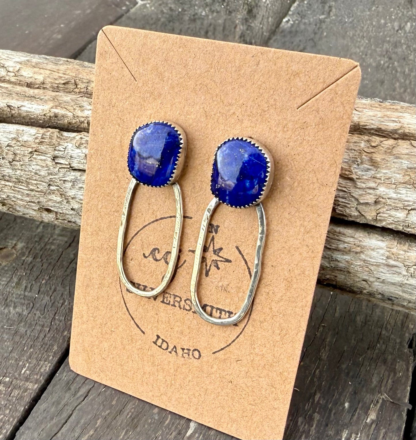 Blue Lapis Sterling Silver Hoop Studs