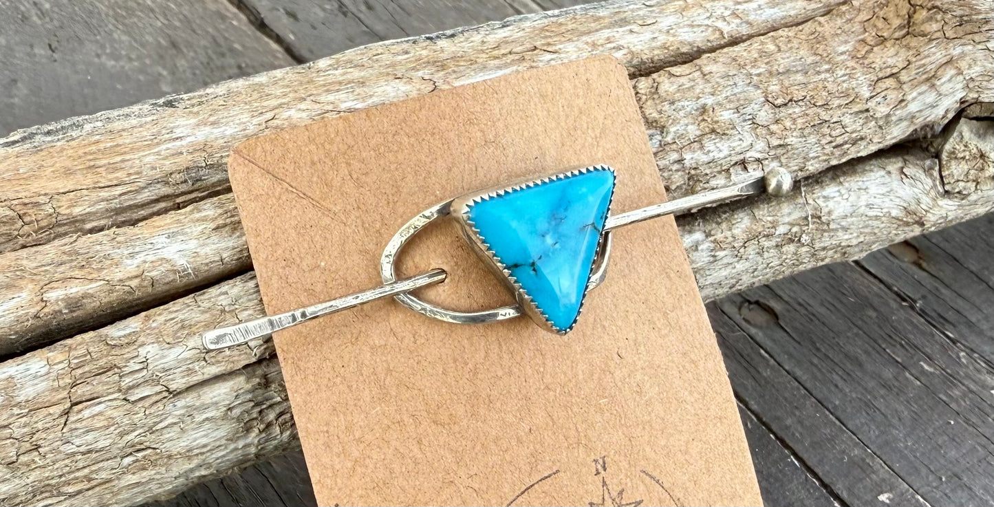 Kingman Turquoise Two Piece Hair Pin