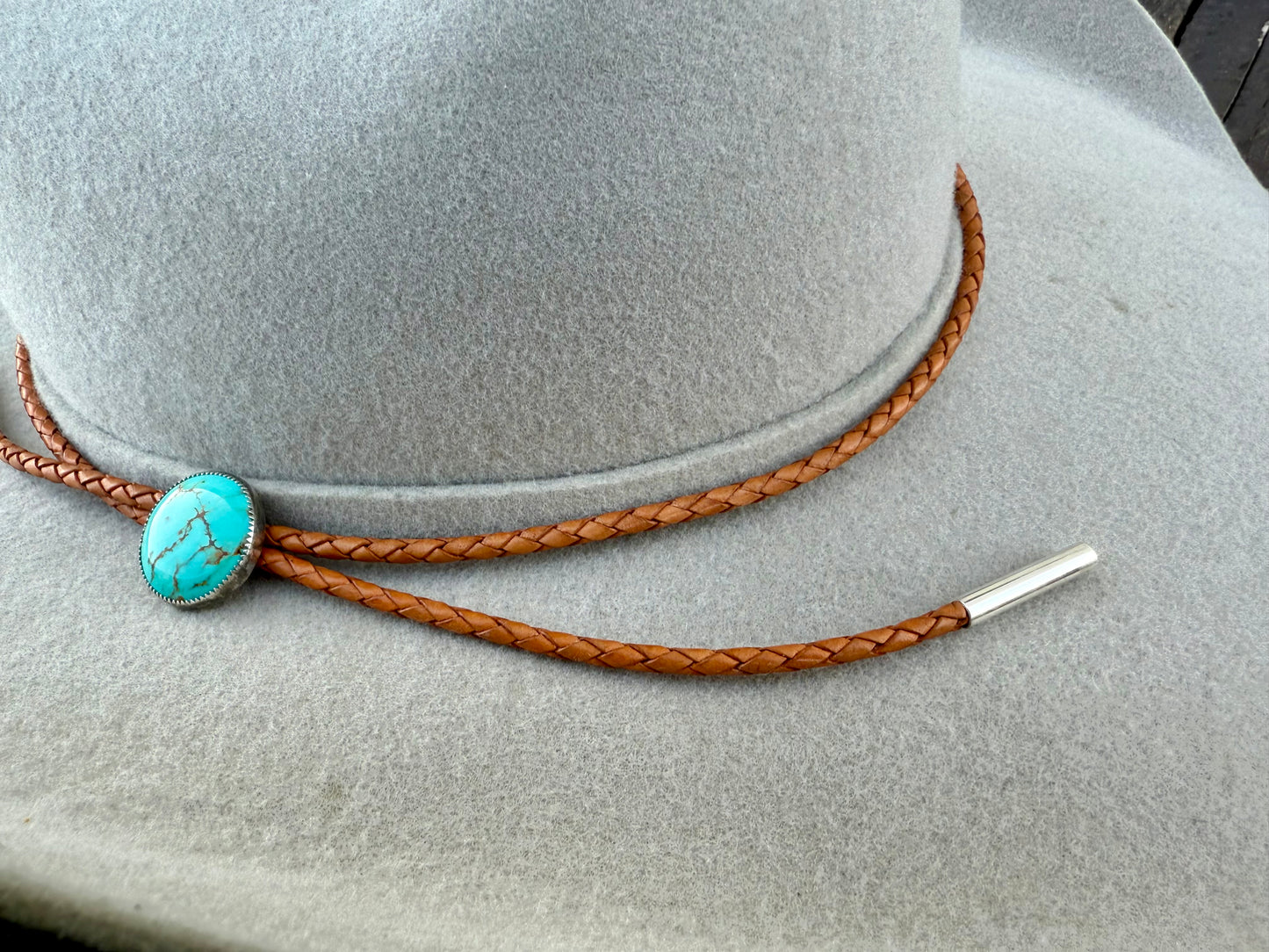 Kingman Golden Web Turquoise Hat Band with Golden Leather Cord