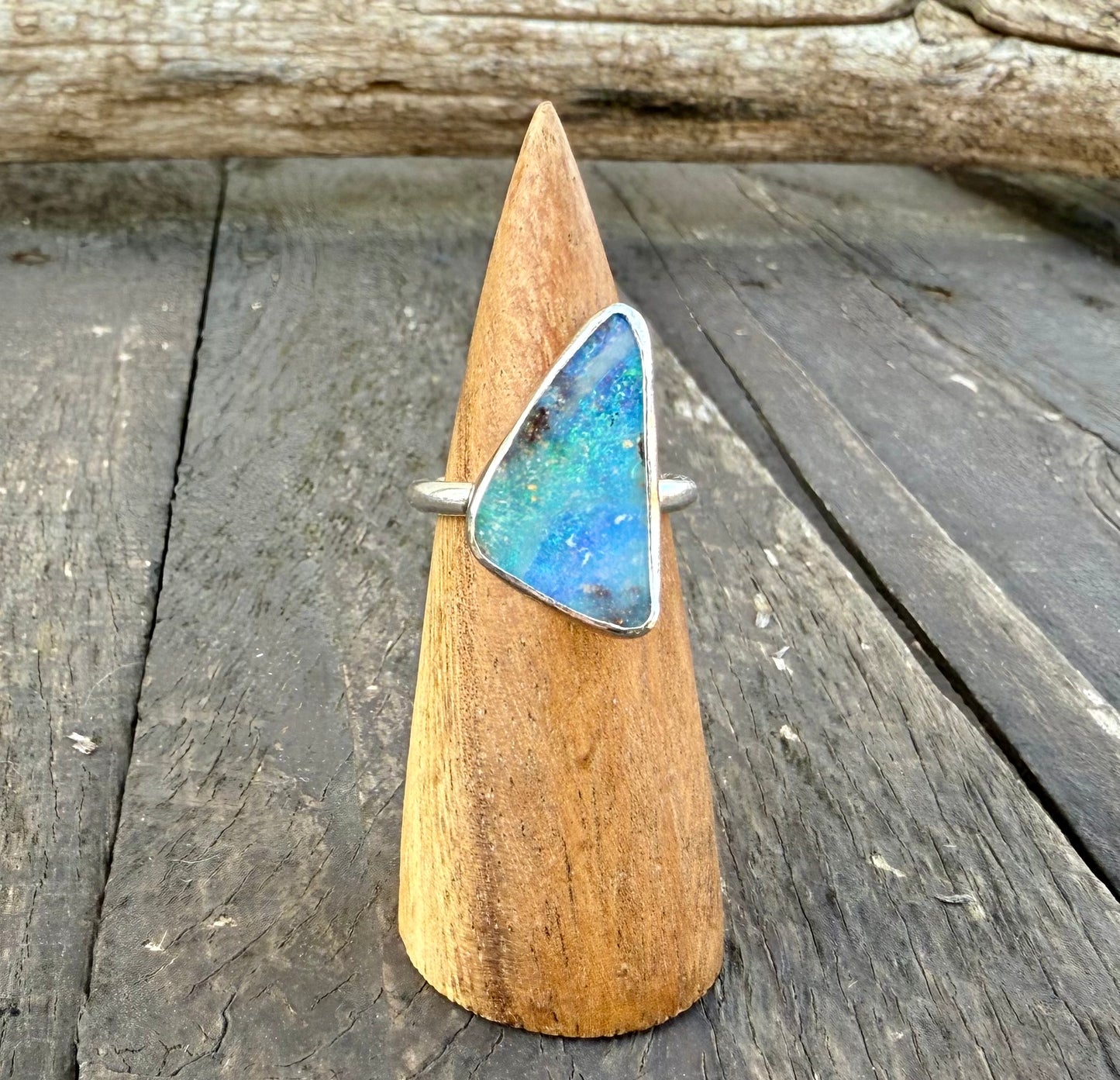 Fine Australian Boulder Opal Ring