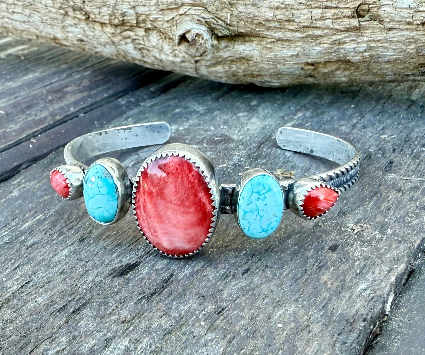 Whitewater Turquoise and Spiny Oyster Cuff Bracelet