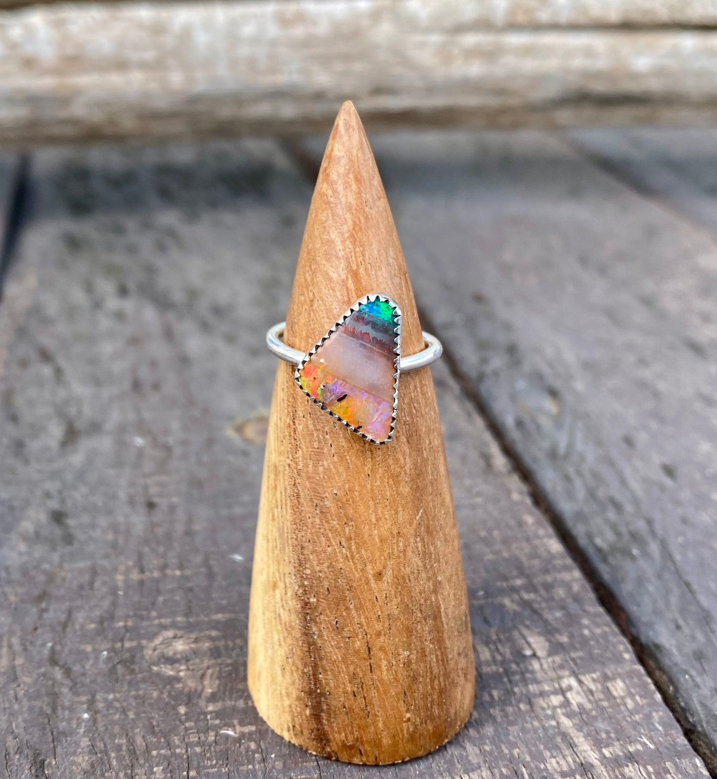 Australian Boulder Opal Ring