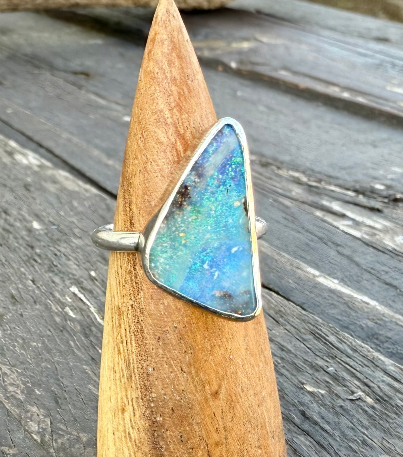 Fine Australian Boulder Opal Ring