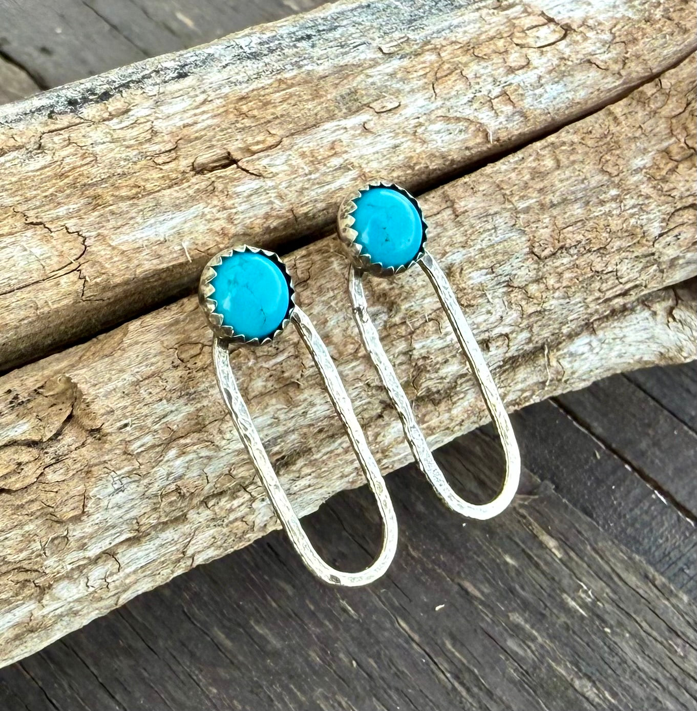 Kingman Turquoise Studs with Sterling Silver Hoops