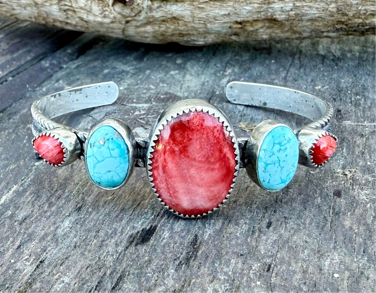 Whitewater Turquoise and Spiny Oyster Cuff Bracelet