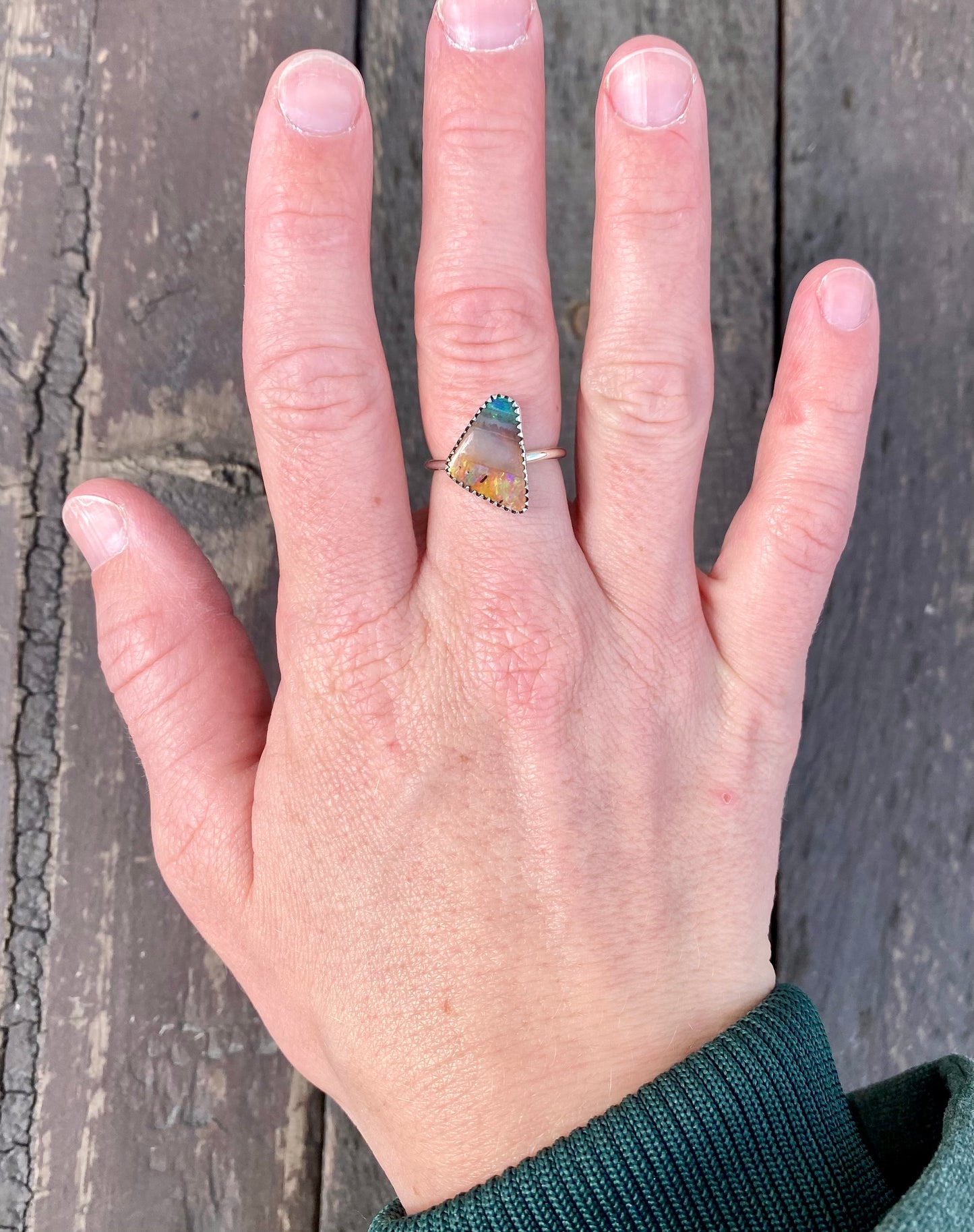 Australian Boulder Opal Ring