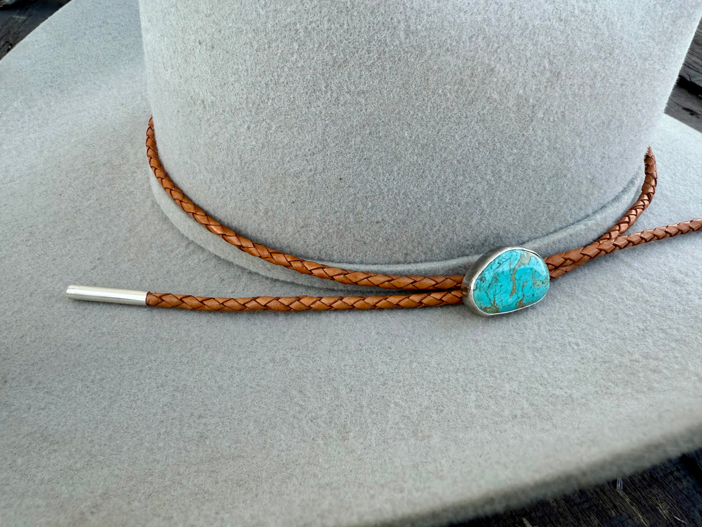 Kingman Turquoise Hat Band with Golden Leather Cord