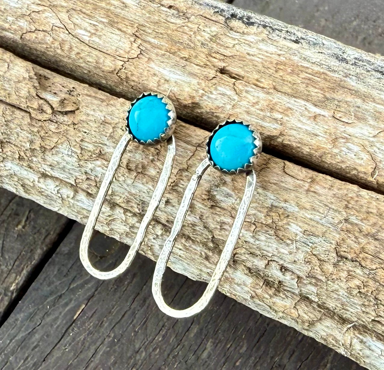 Kingman Turquoise Studs with Sterling Silver Hoops