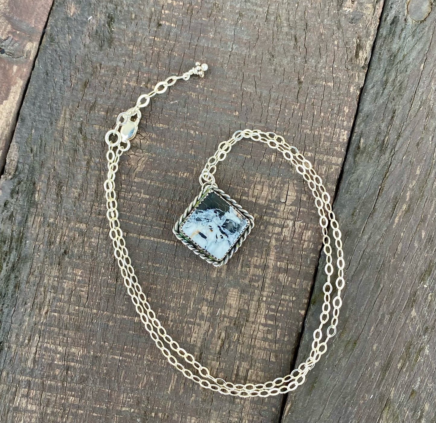 White Buffalo Square Necklace