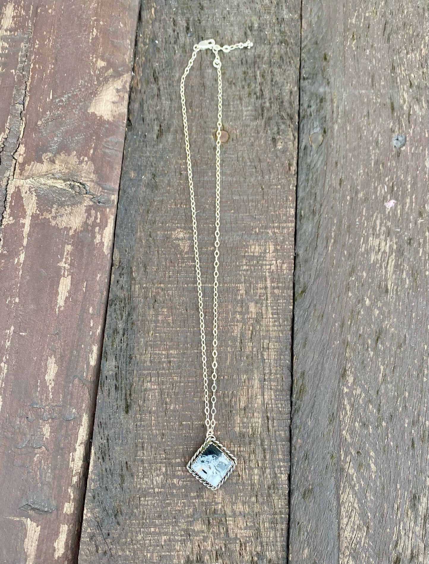 White Buffalo Square Necklace