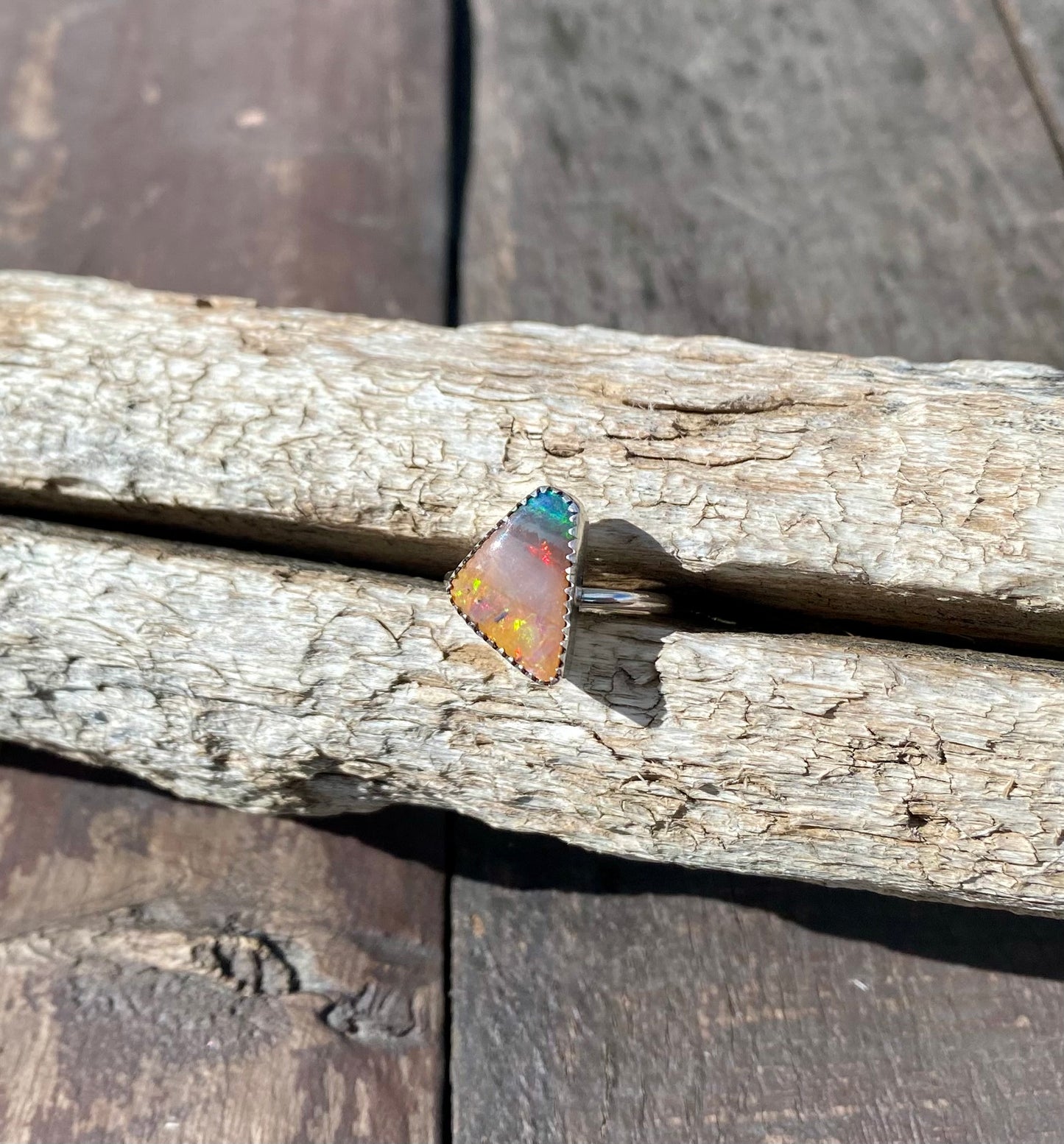 Australian Boulder Opal Ring