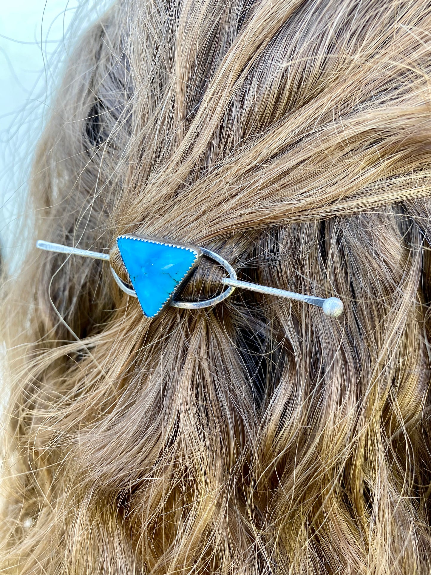 Kingman Turquoise Two Piece Hair Pin