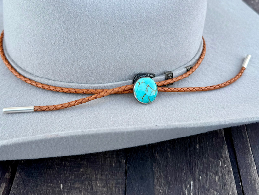 Kingman Golden Web Turquoise Hat Band with Golden Leather Cord