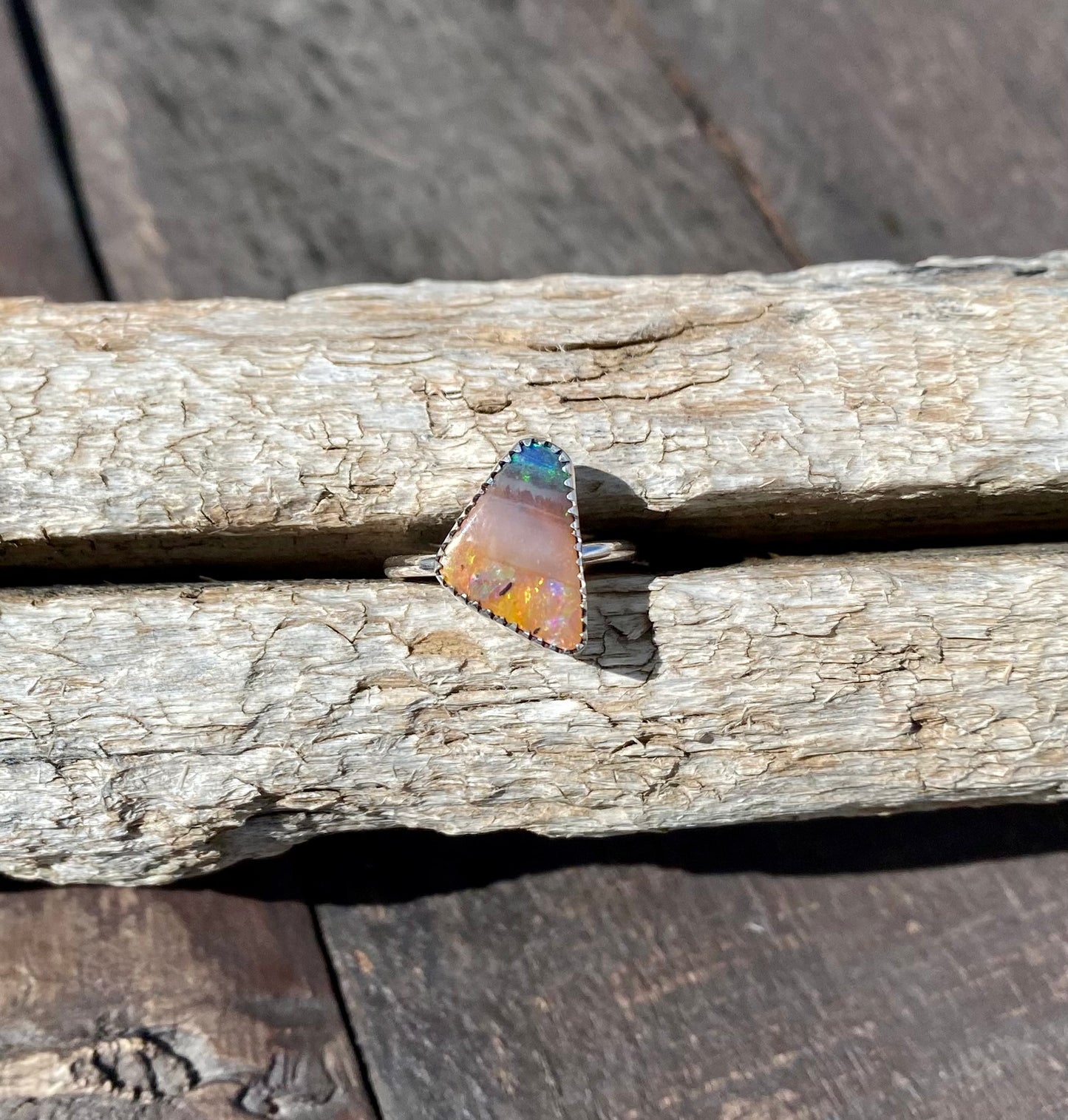 Australian Boulder Opal Ring