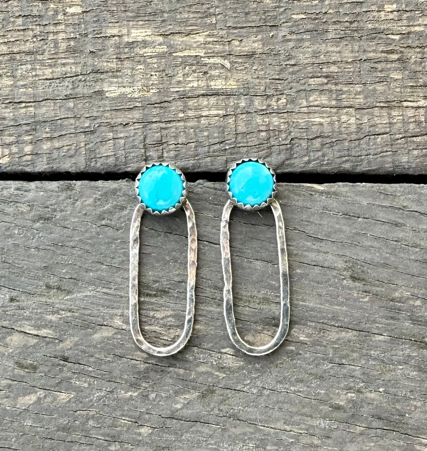 Kingman Turquoise Studs with Sterling Silver Hoops