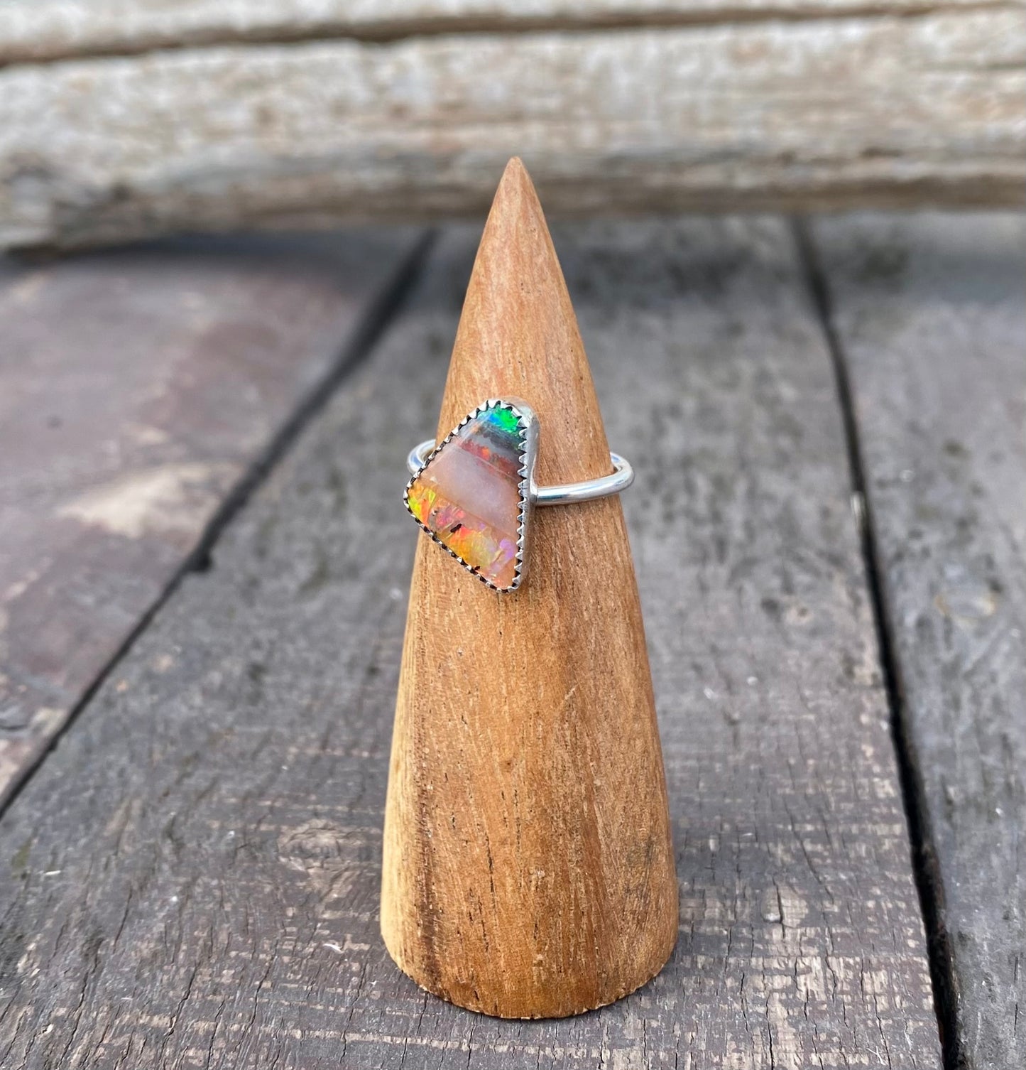 Australian Boulder Opal Ring