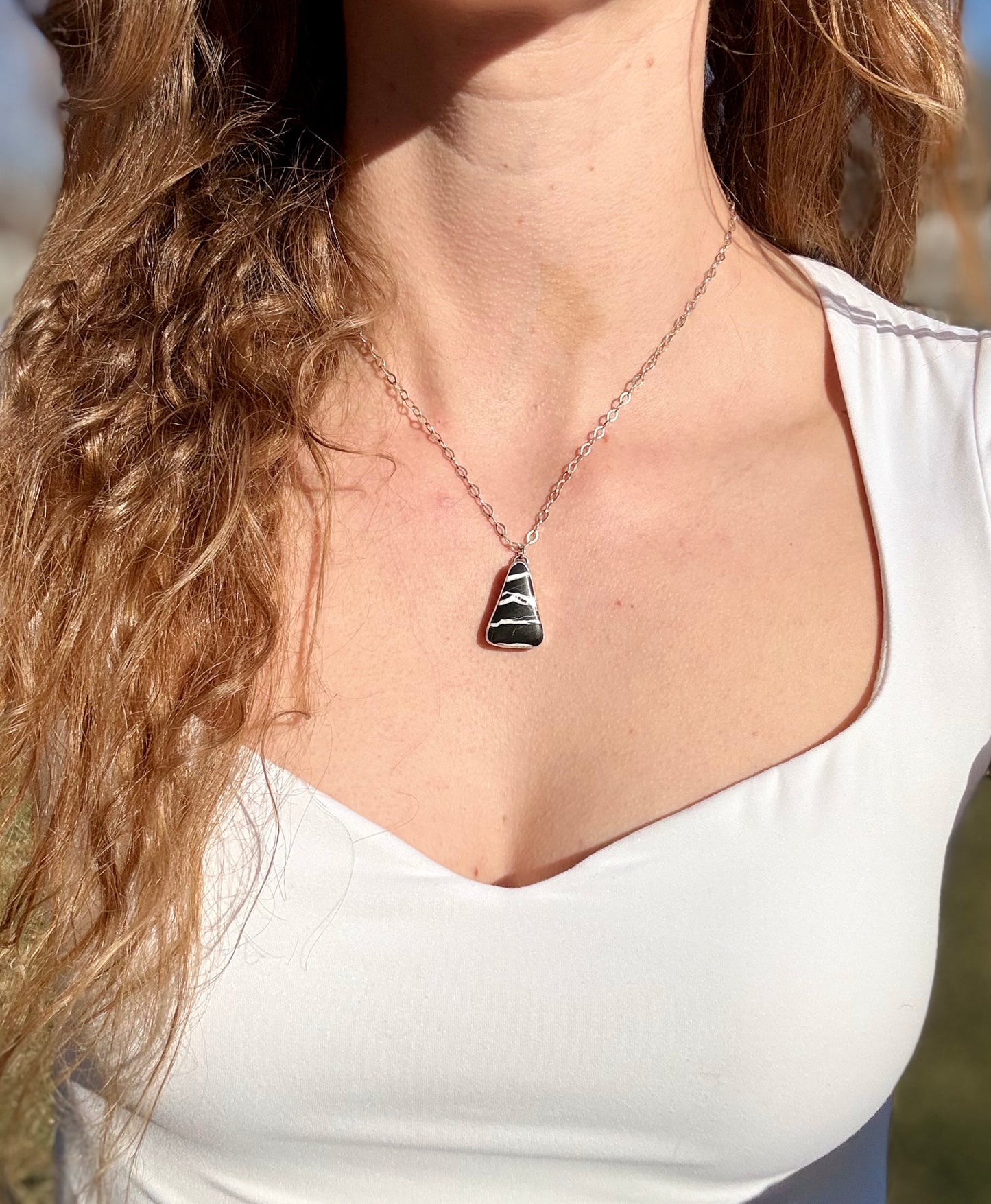 White Buffalo Triangle Necklace