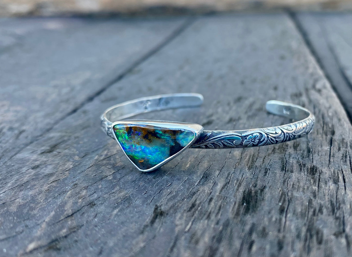 Australian Boulder Opal Arrow Cuff