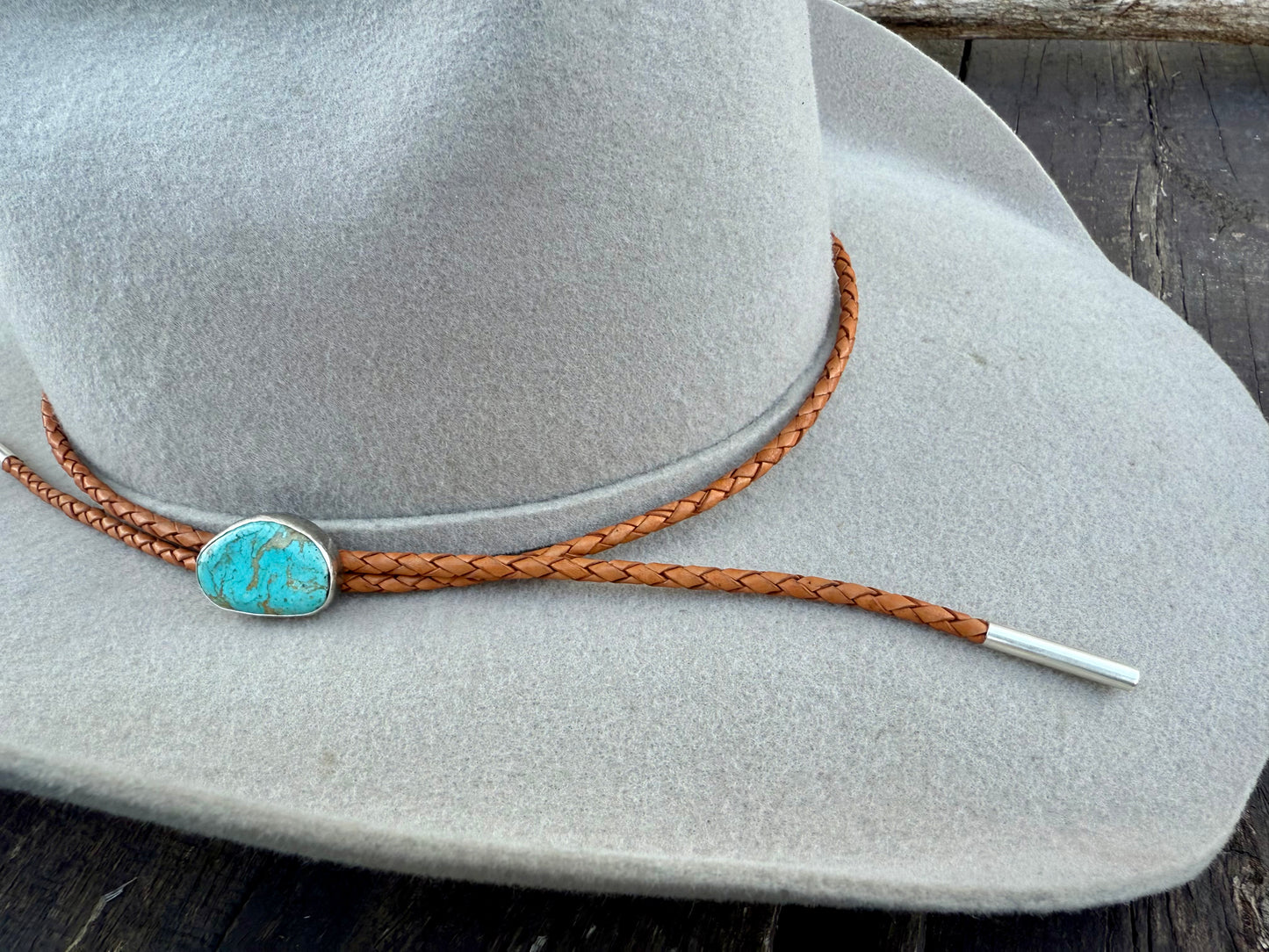 Kingman Turquoise Hat Band with Golden Leather Cord