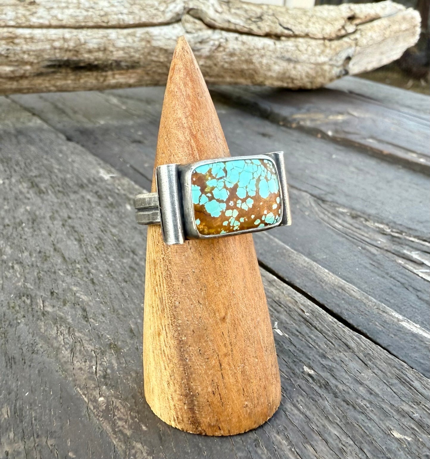 Number 8 Turquoise Double Band Ring