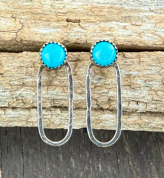 Kingman Turquoise Studs with Sterling Silver Hoops