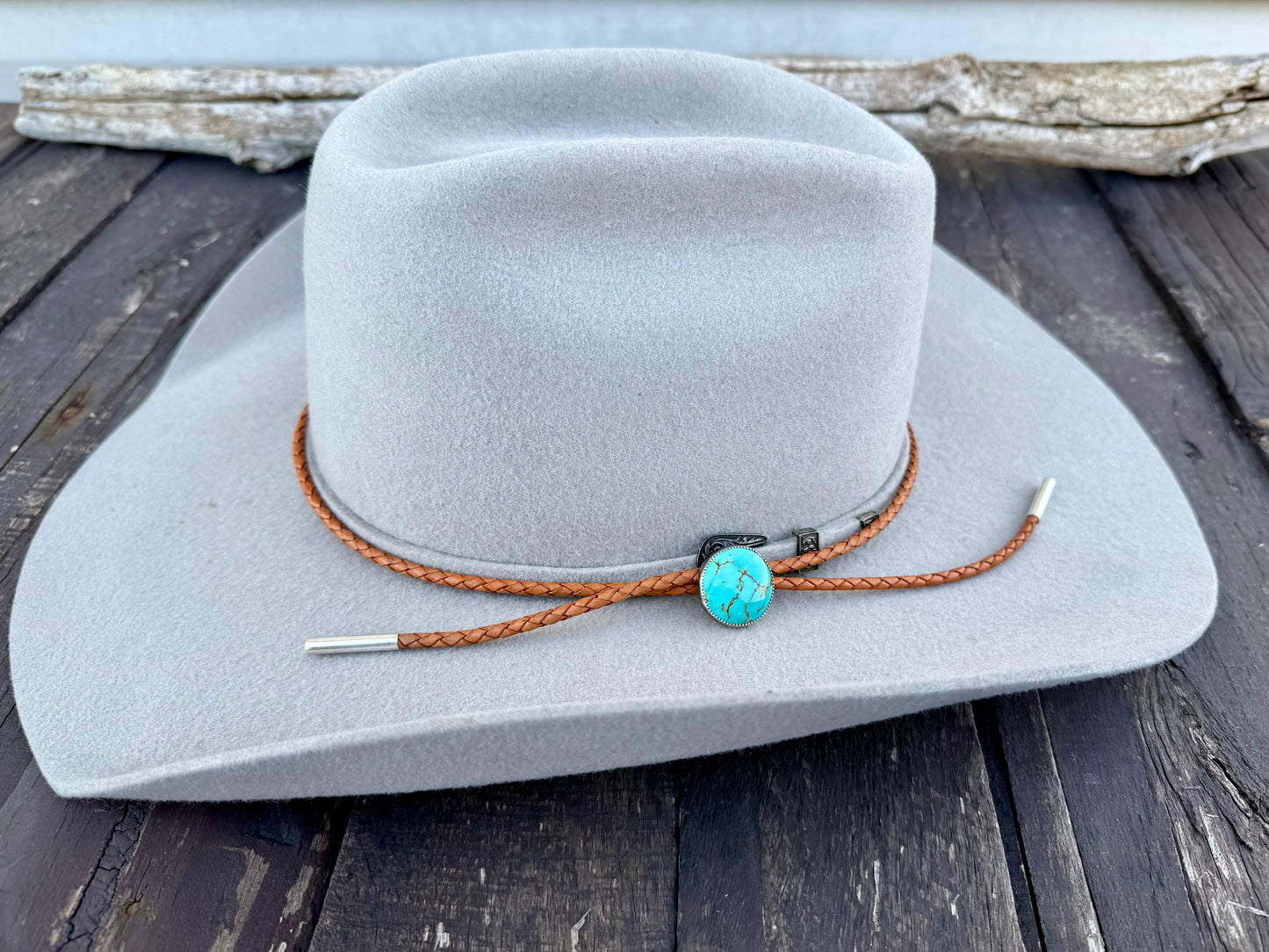 Kingman Golden Web Turquoise Hat Band with Golden Leather Cord