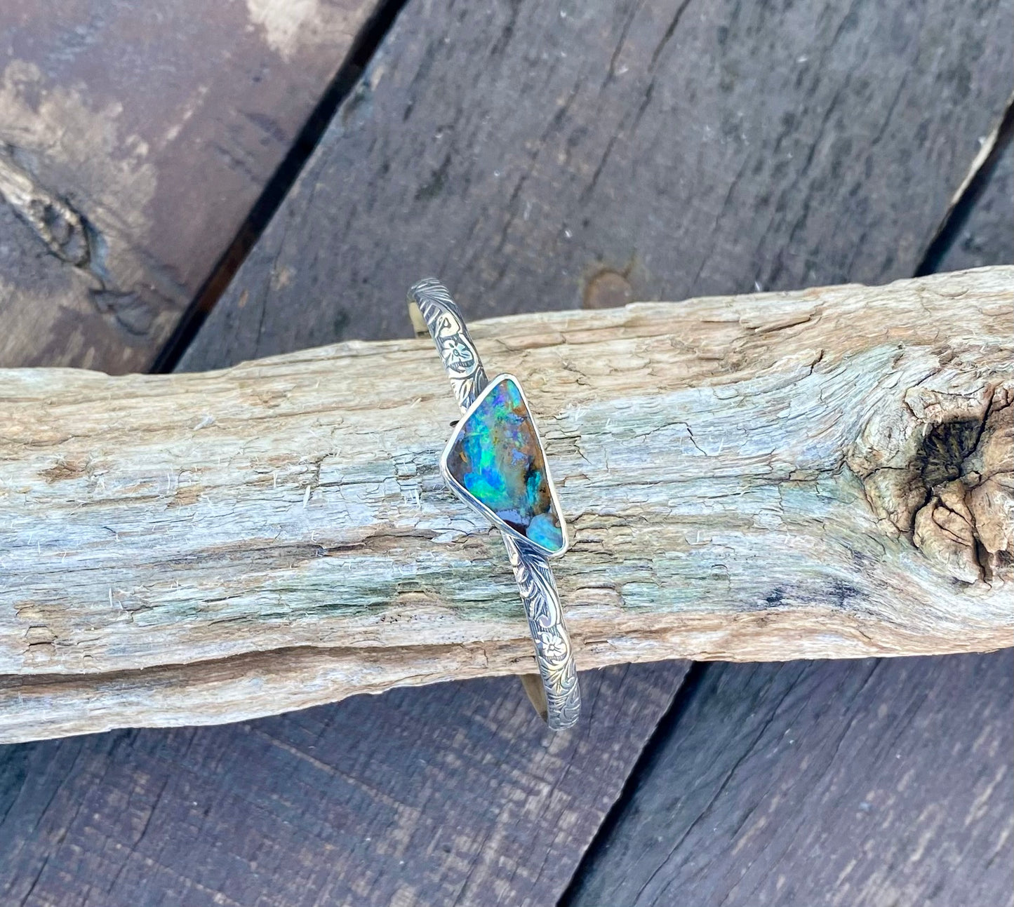 Australian Boulder Opal Arrow Cuff