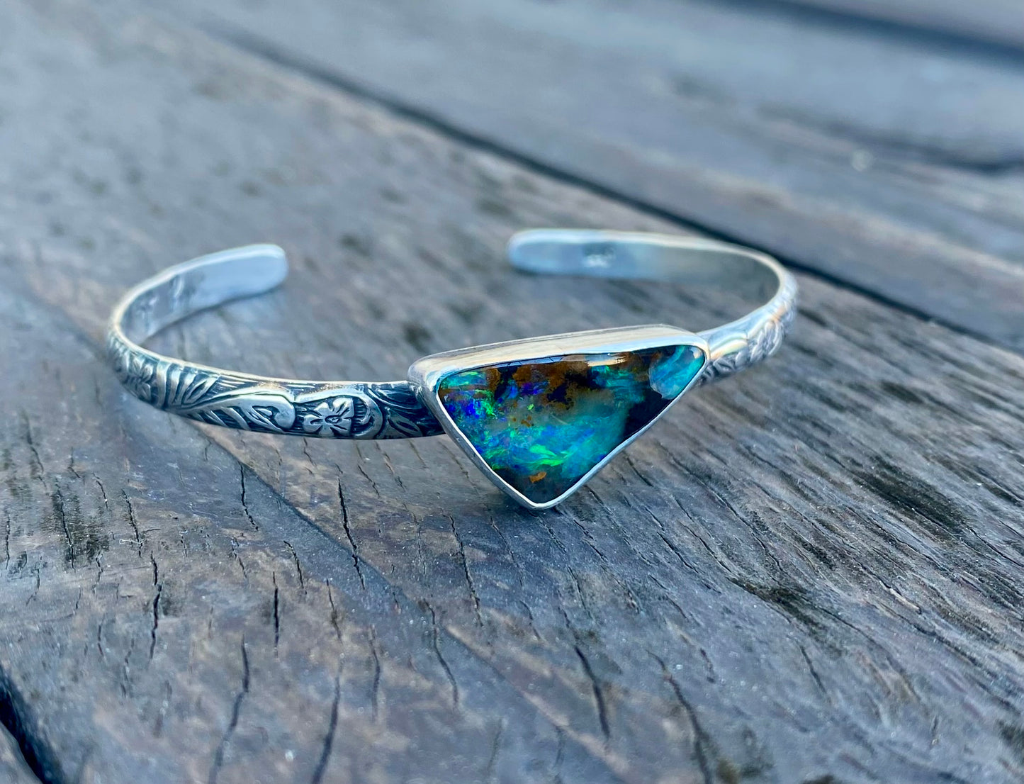 Australian Boulder Opal Arrow Cuff