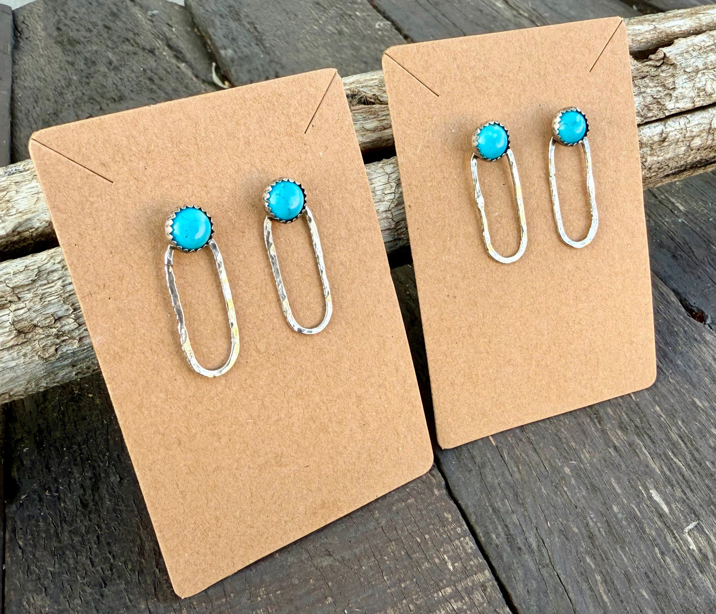 Kingman Turquoise Studs with Sterling Silver Hoops