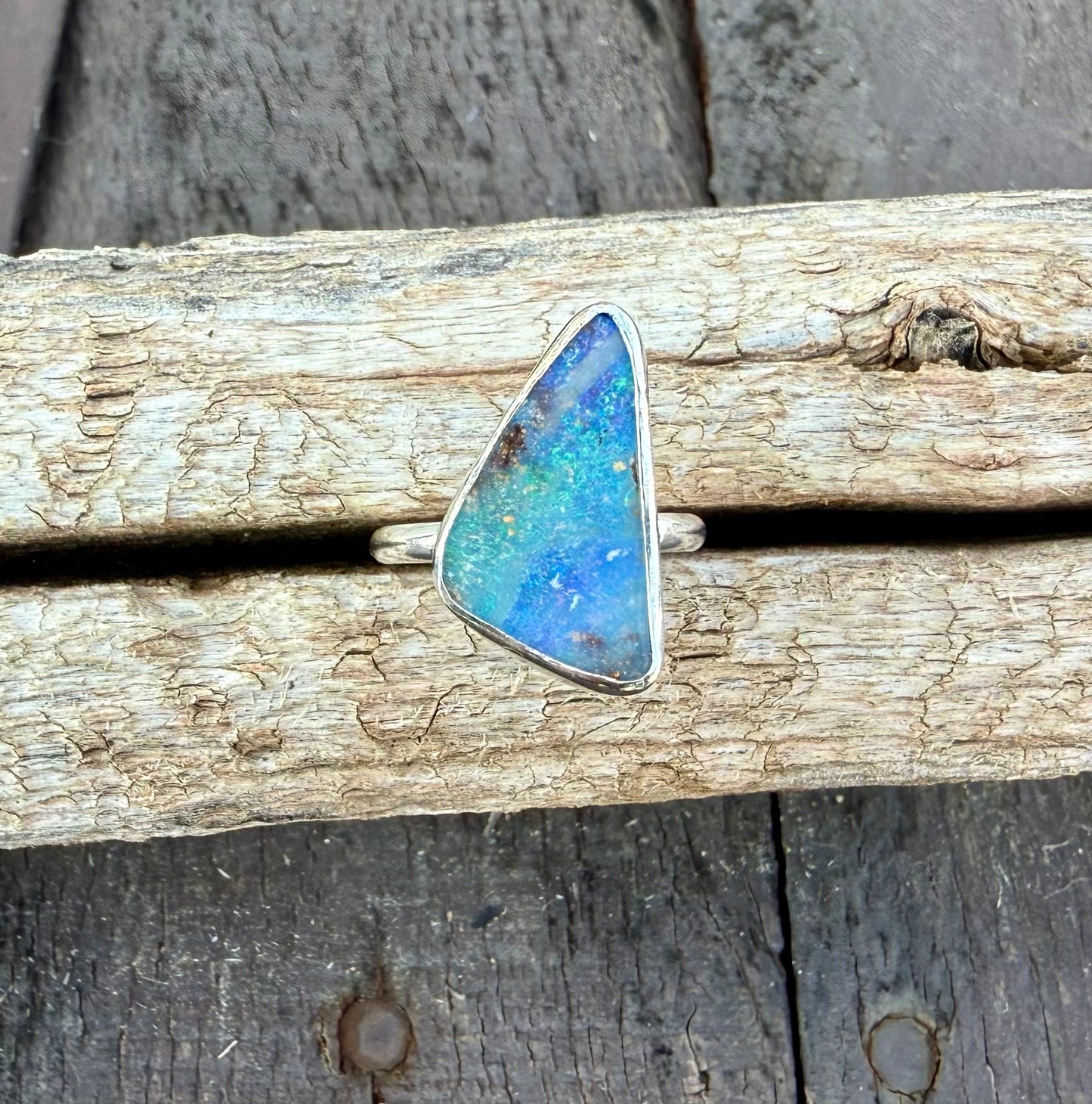 Fine Australian Boulder Opal Ring