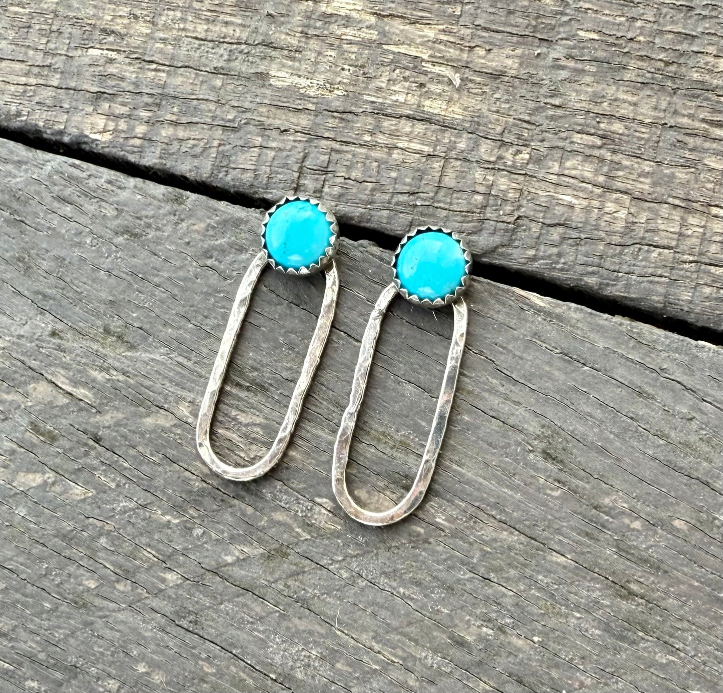 Kingman Turquoise Studs with Sterling Silver Hoops