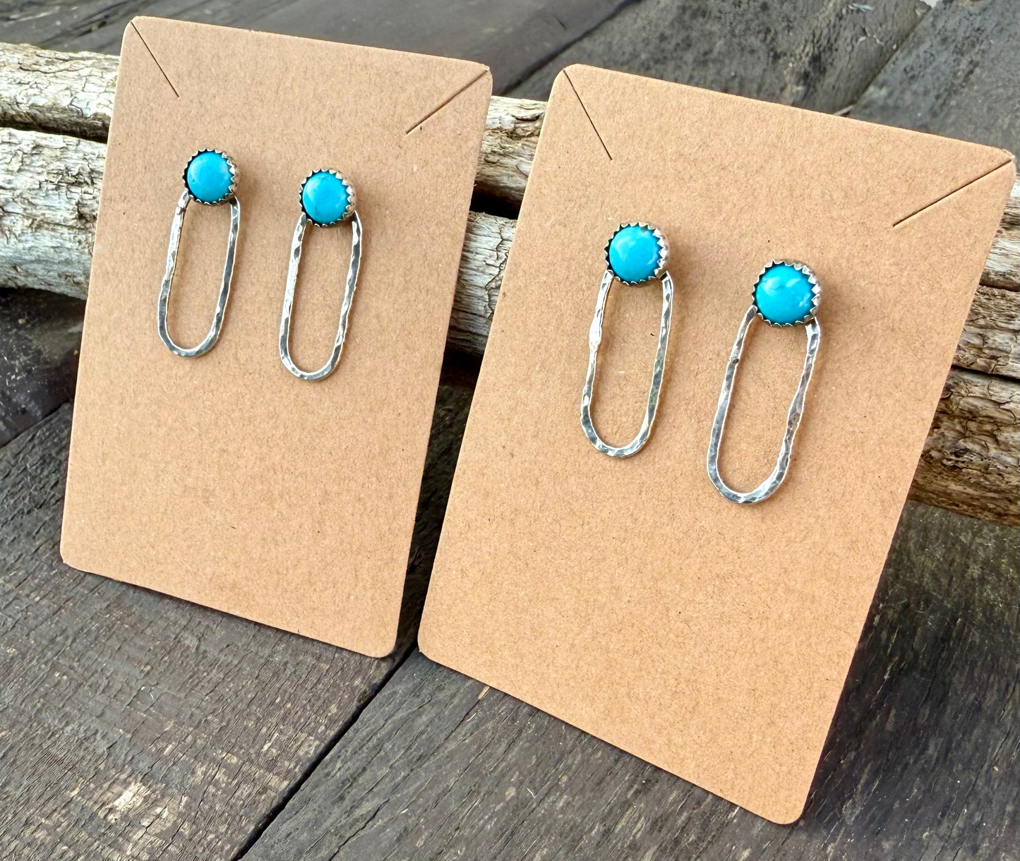 Kingman Turquoise Studs with Sterling Silver Hoops