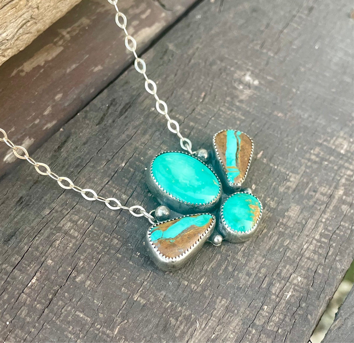 Carico Lake Turquoise, Sonoran Gold Turquoise, Royston Ribbon Turquoise Four Stone Necklace