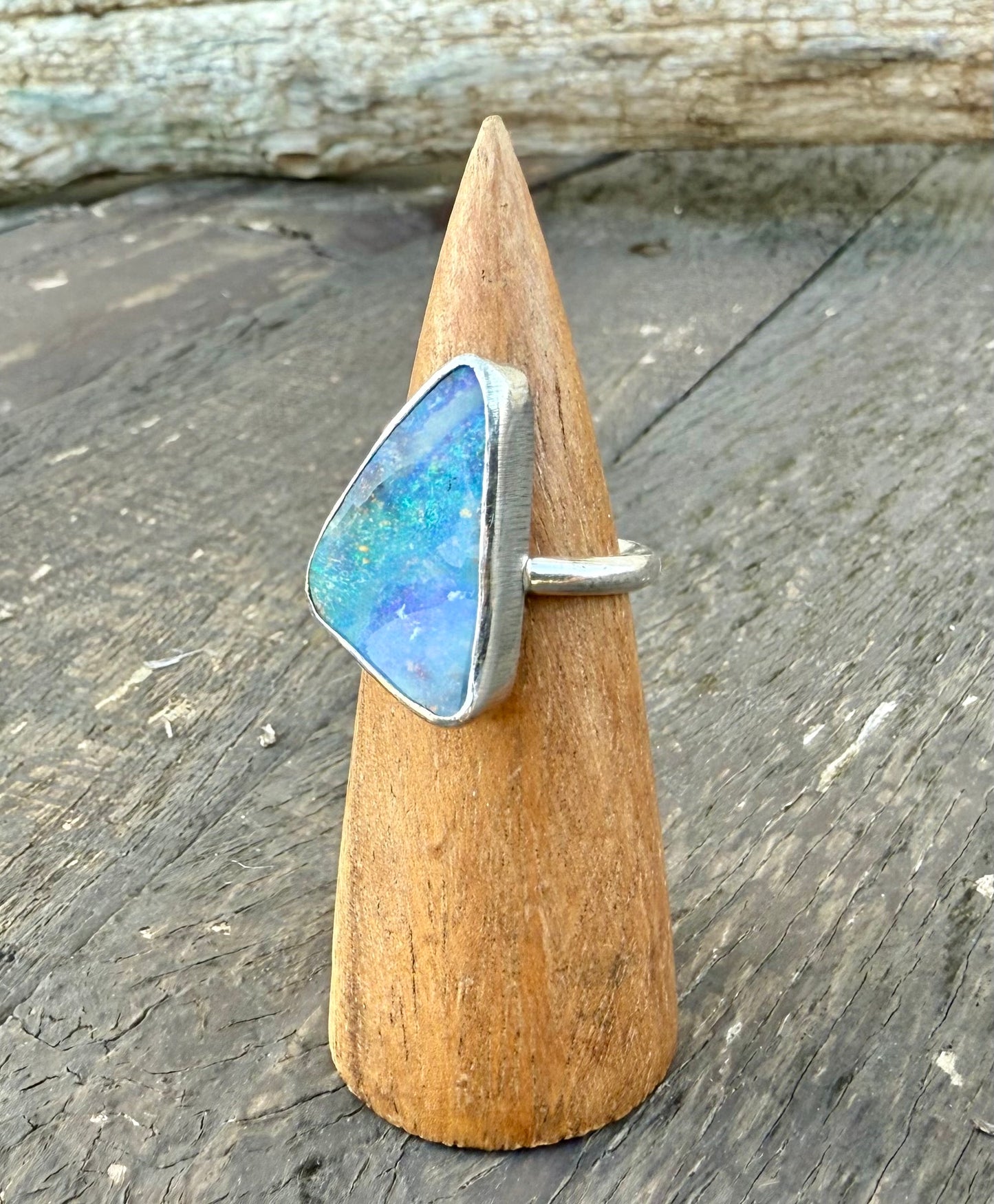 Fine Australian Boulder Opal Ring