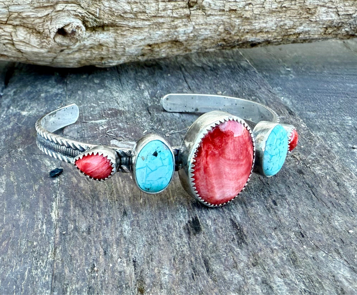 Whitewater Turquoise and Spiny Oyster Cuff Bracelet