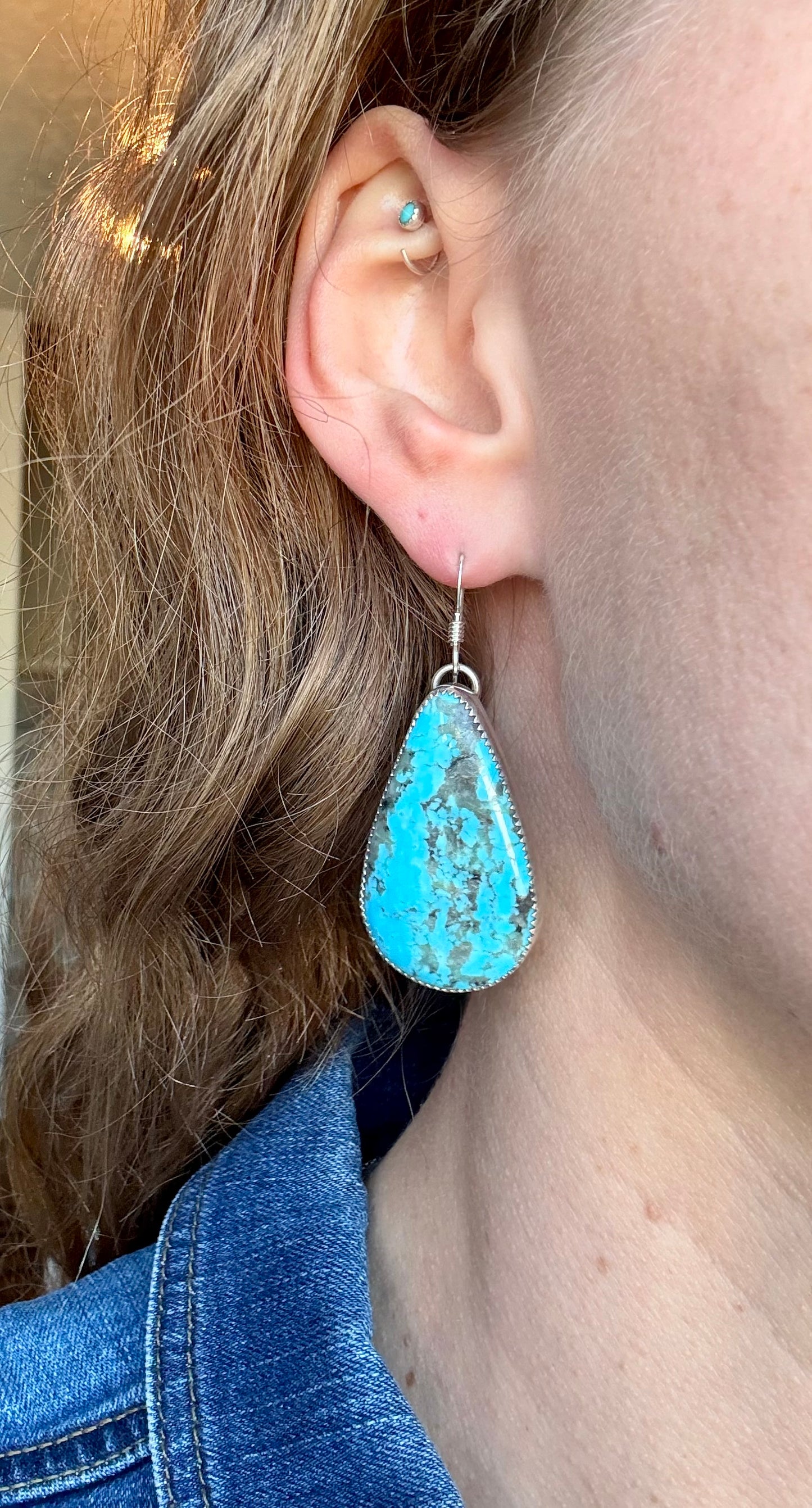 Kingman Turquoise Teardrop Earrings