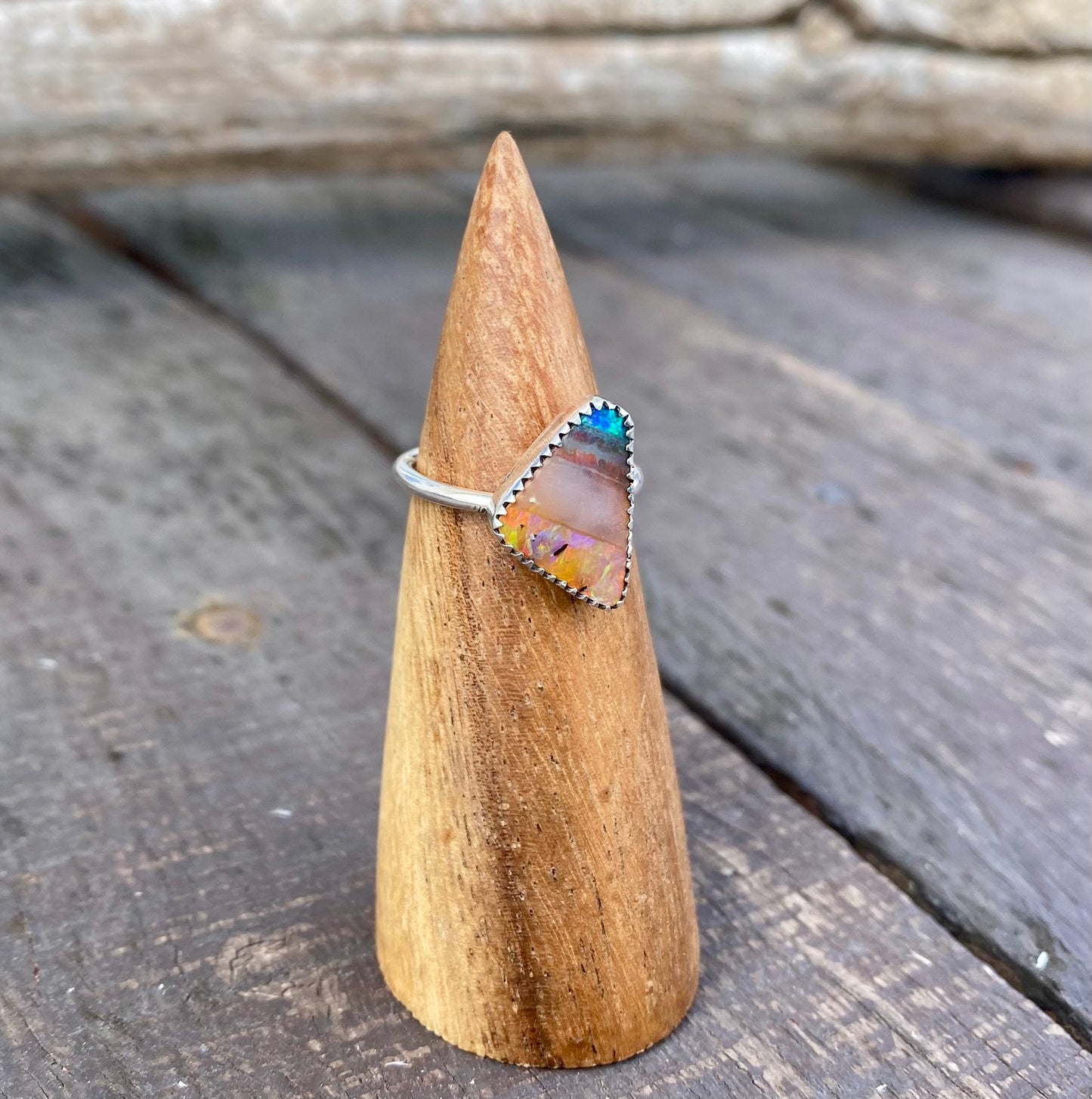 Australian Boulder Opal Ring