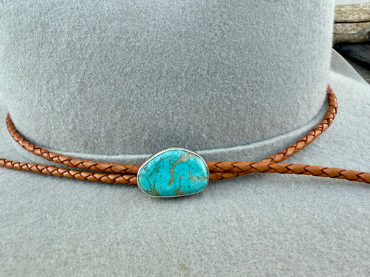 Kingman Turquoise Hat Band with Golden Leather Cord