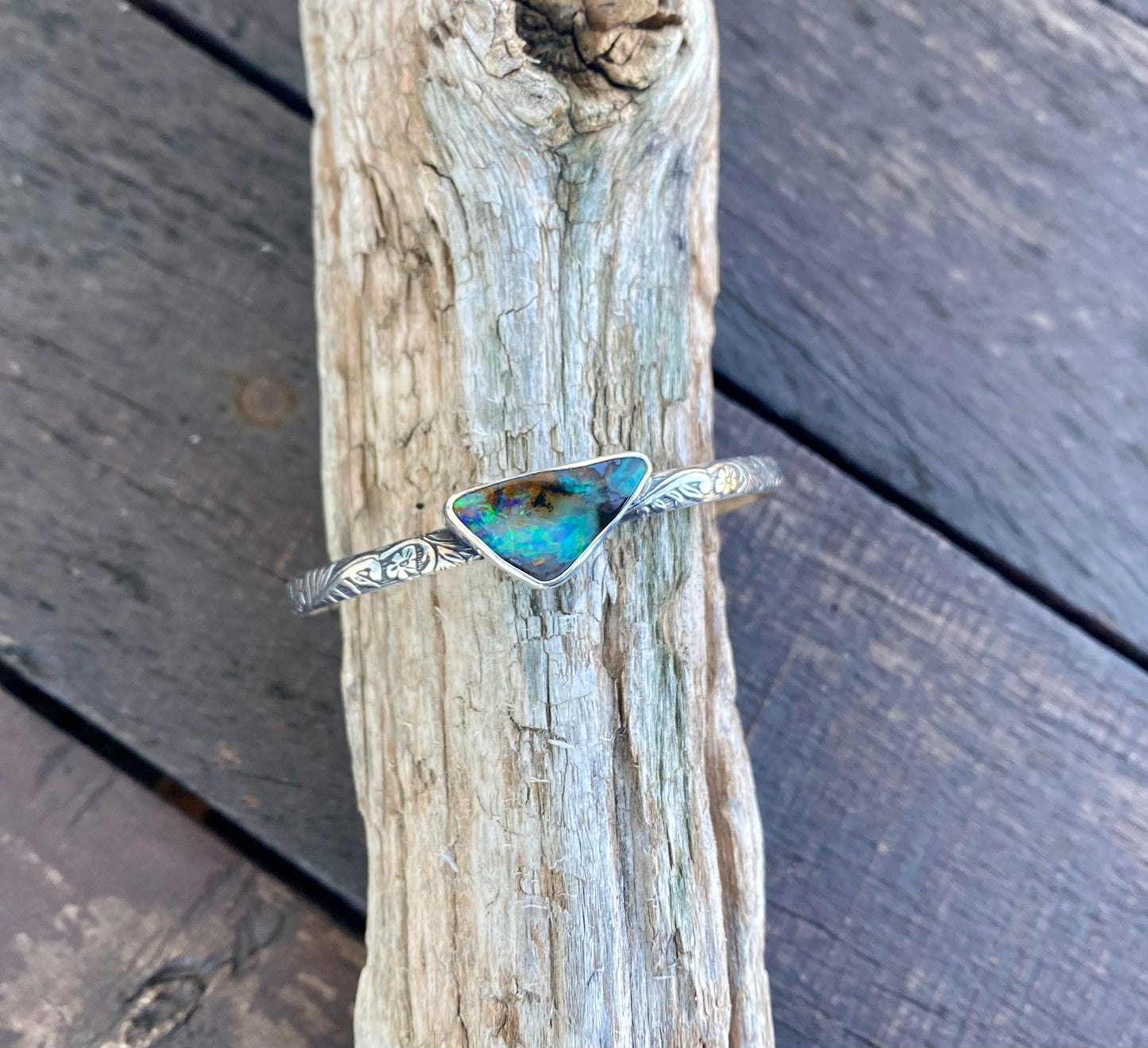 Australian Boulder Opal Arrow Cuff