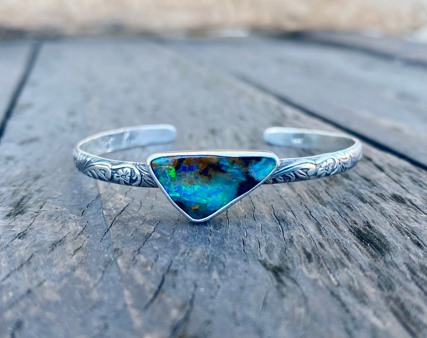 Australian Boulder Opal Arrow Cuff