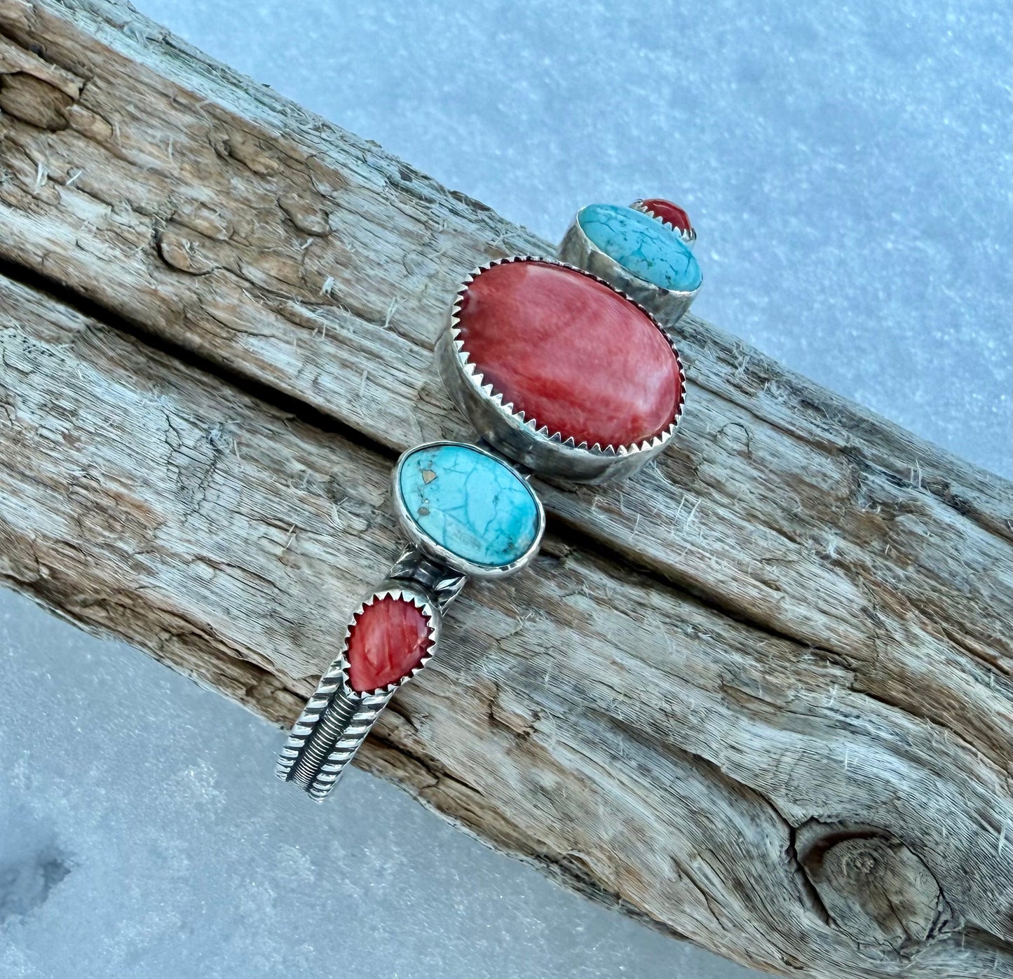 Whitewater Turquoise and Spiny Oyster Cuff Bracelet