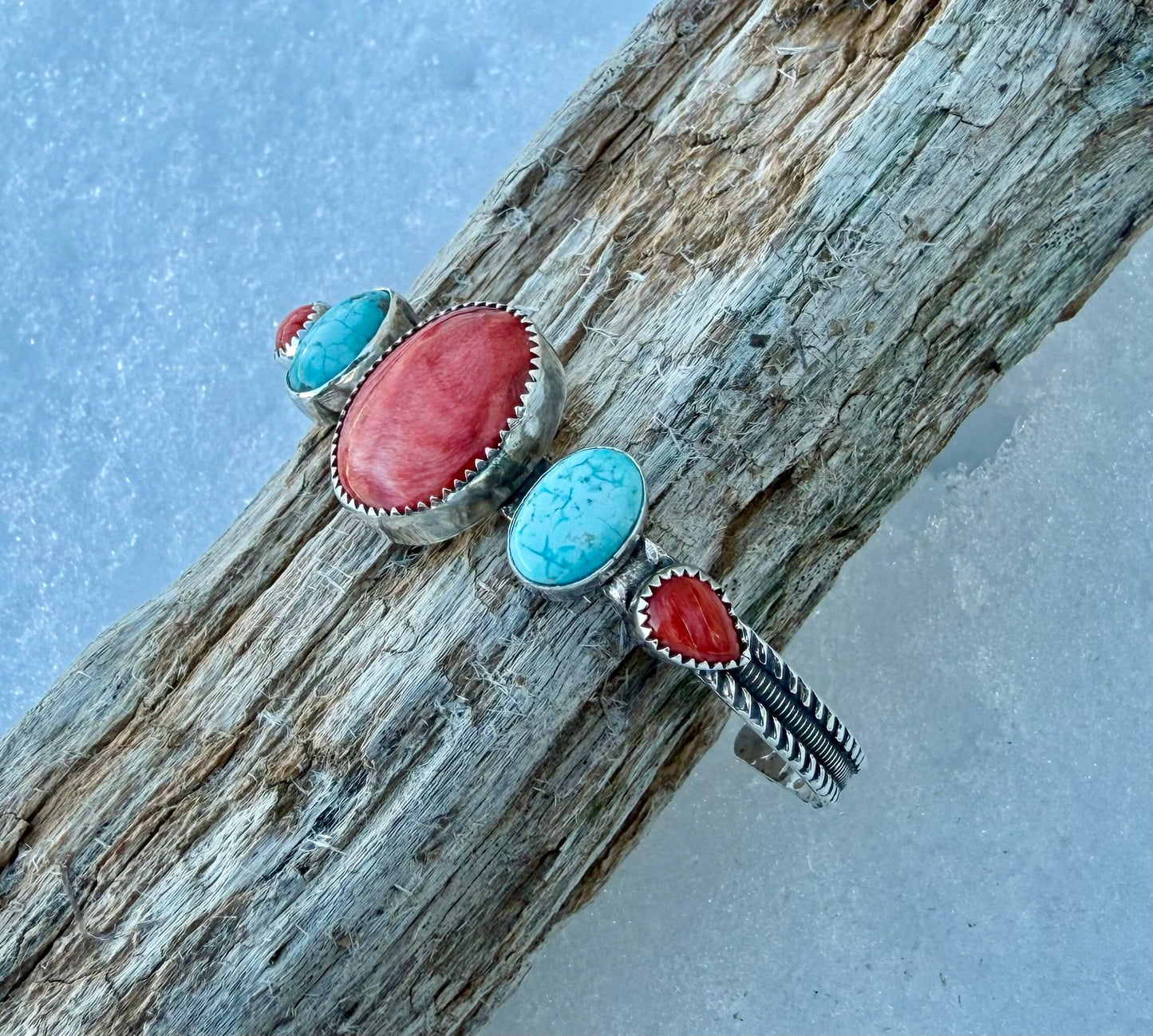 Whitewater Turquoise and Spiny Oyster Cuff Bracelet